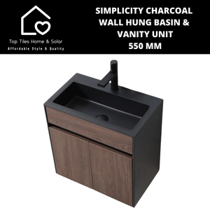 Simplicity Charcoal Wall Hung Basin & Vanity Unit - 550mm