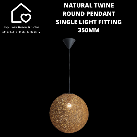 Natural Twine Round Pendant Single Light Fitting - 350mm