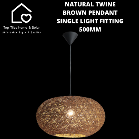 Natural Twine Brown Pendant Single Light Fitting - 500mm