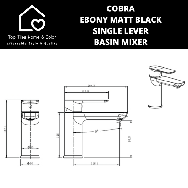 Cobra Ebony Matt Black Single Lever Basin Mixer