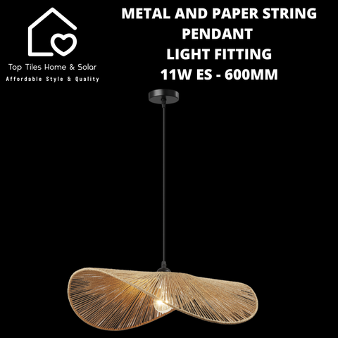 Metal and Paper String Pendant Light Fitting - 11W ES - 600mm