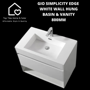 Gio Simplicity Edge White Wall Hung Basin & Vanity - 800mm