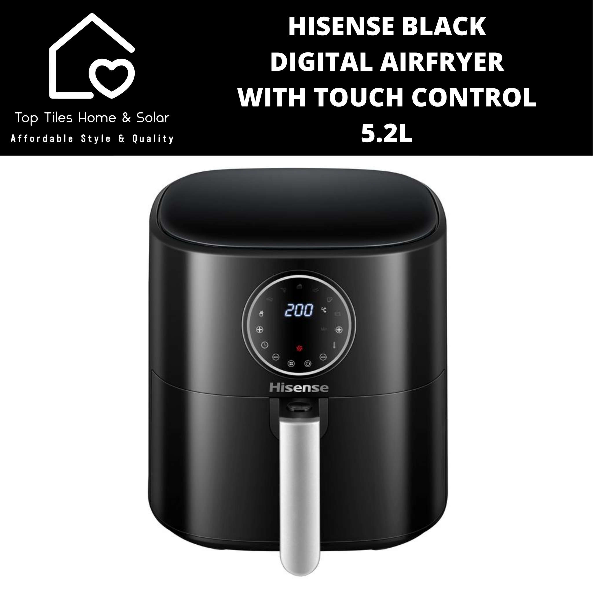 Hisense Black Digital Airfryer with Touch Control - 5.2L