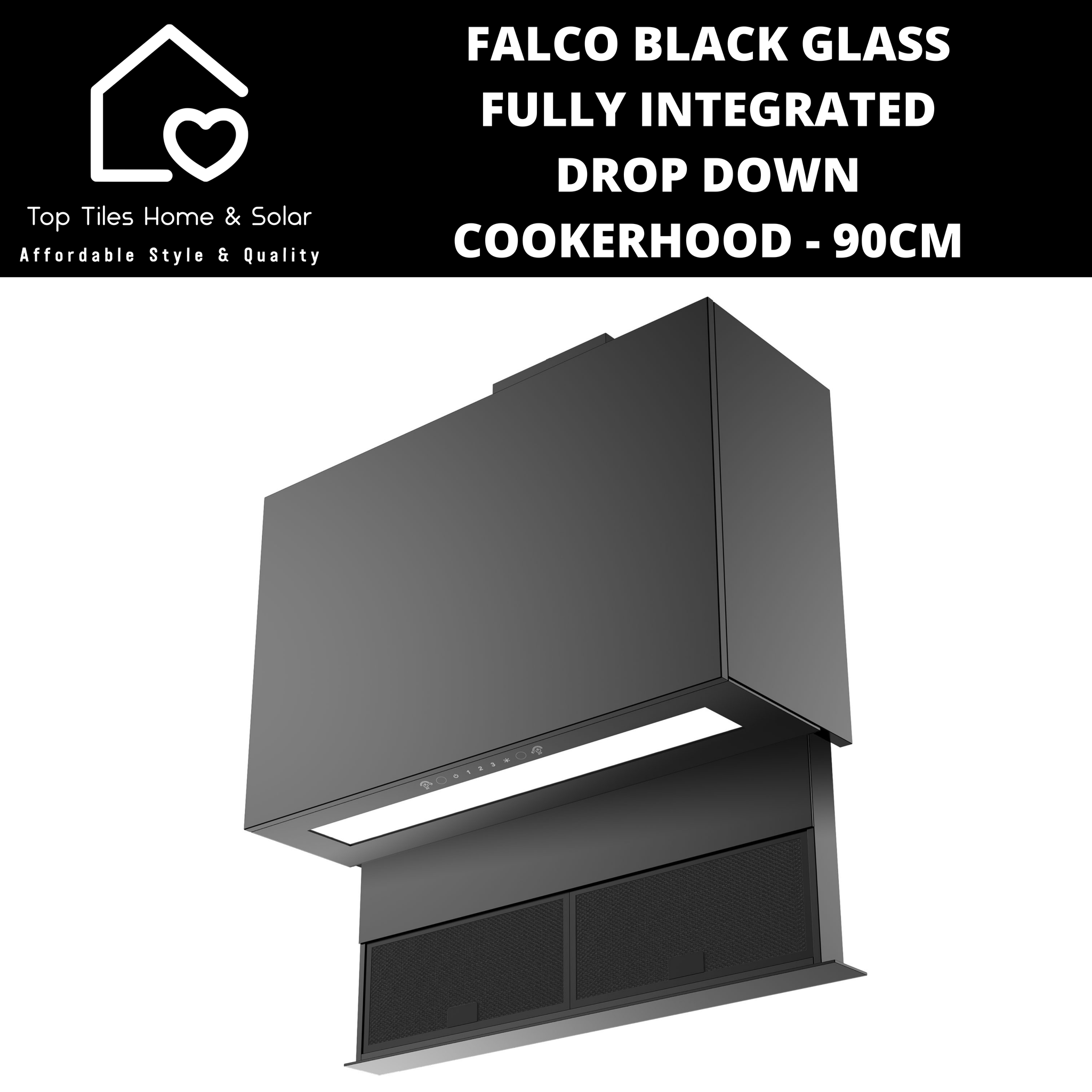 Falco Black Glass Fully Integrated Drop Down Cookerhood - 90cm AR-90-761A