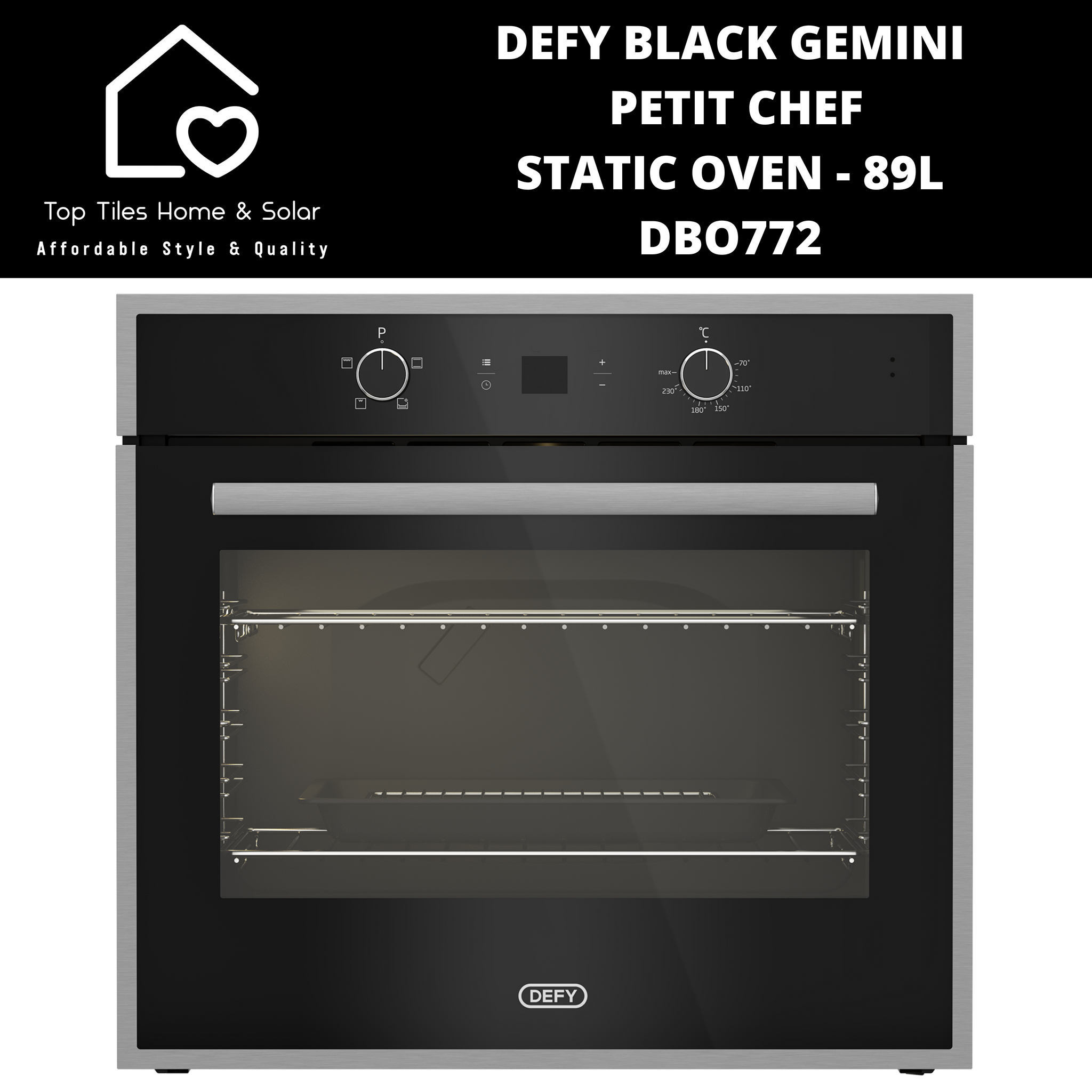 Defy Black Gemini Static Petit Chef Black Oven - 89L DBO772 – Top Tiles ...