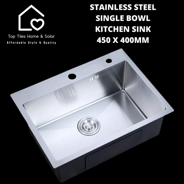 Stainless Steel Single Bowl Kitchen Sink - 450 x 400mm