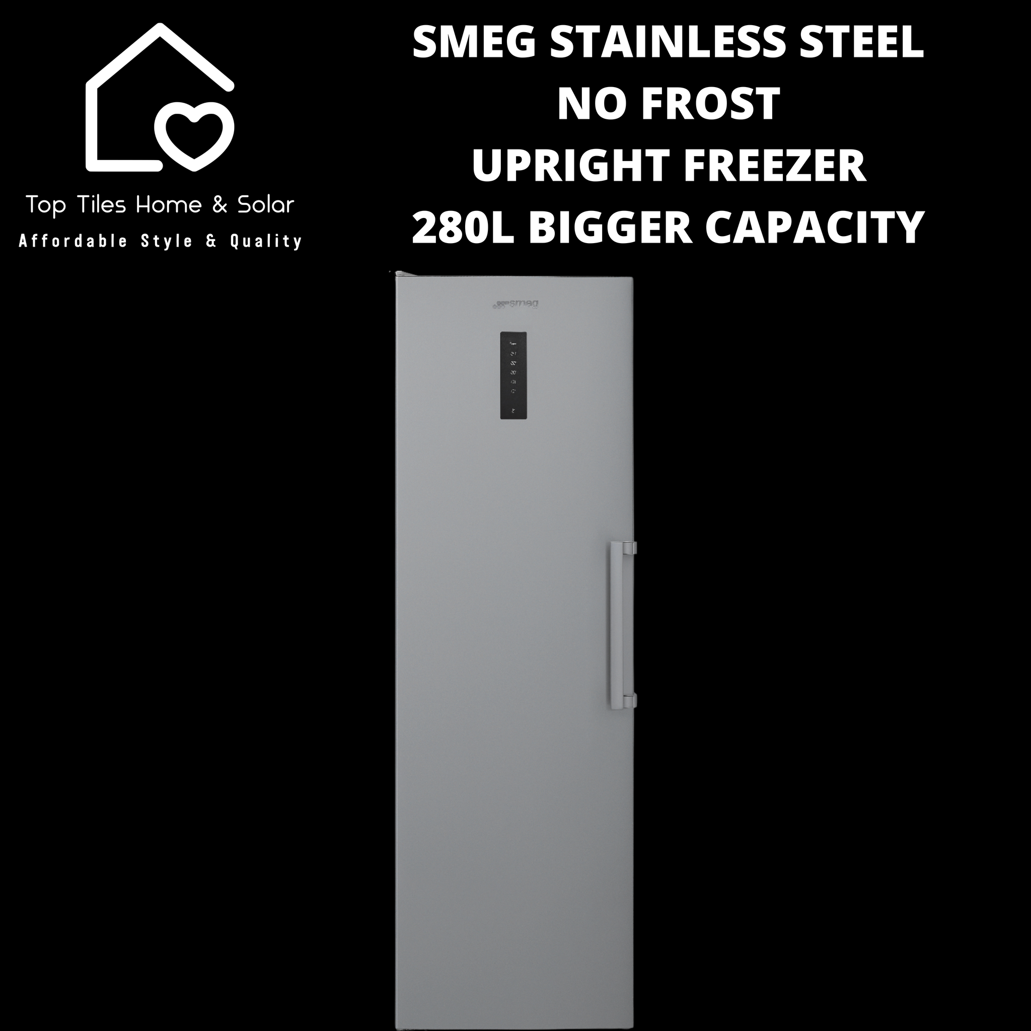 Smeg Stainless Steel No Frost Upright Freezer - 280L Bigger Capacity