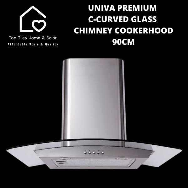 Univa Premium C-Curved Glass Chimney Cookerhood - 90cm