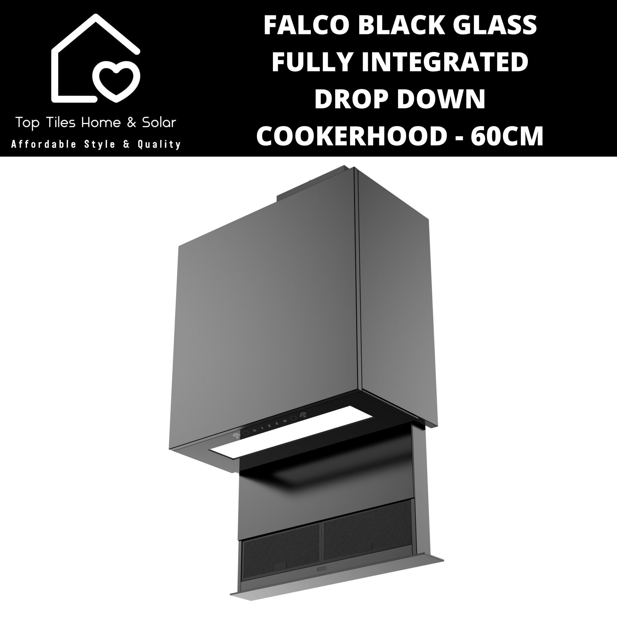 Falco Black Glass Fully Integrated Drop Down Cookerhood - 60cm AR-60-761A