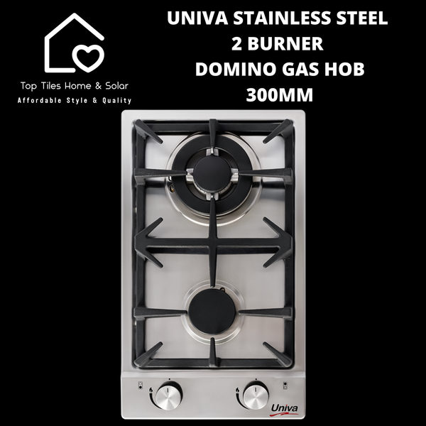 Univa Stainless Steel 2 Burner Domino Gas Hob - 300mm