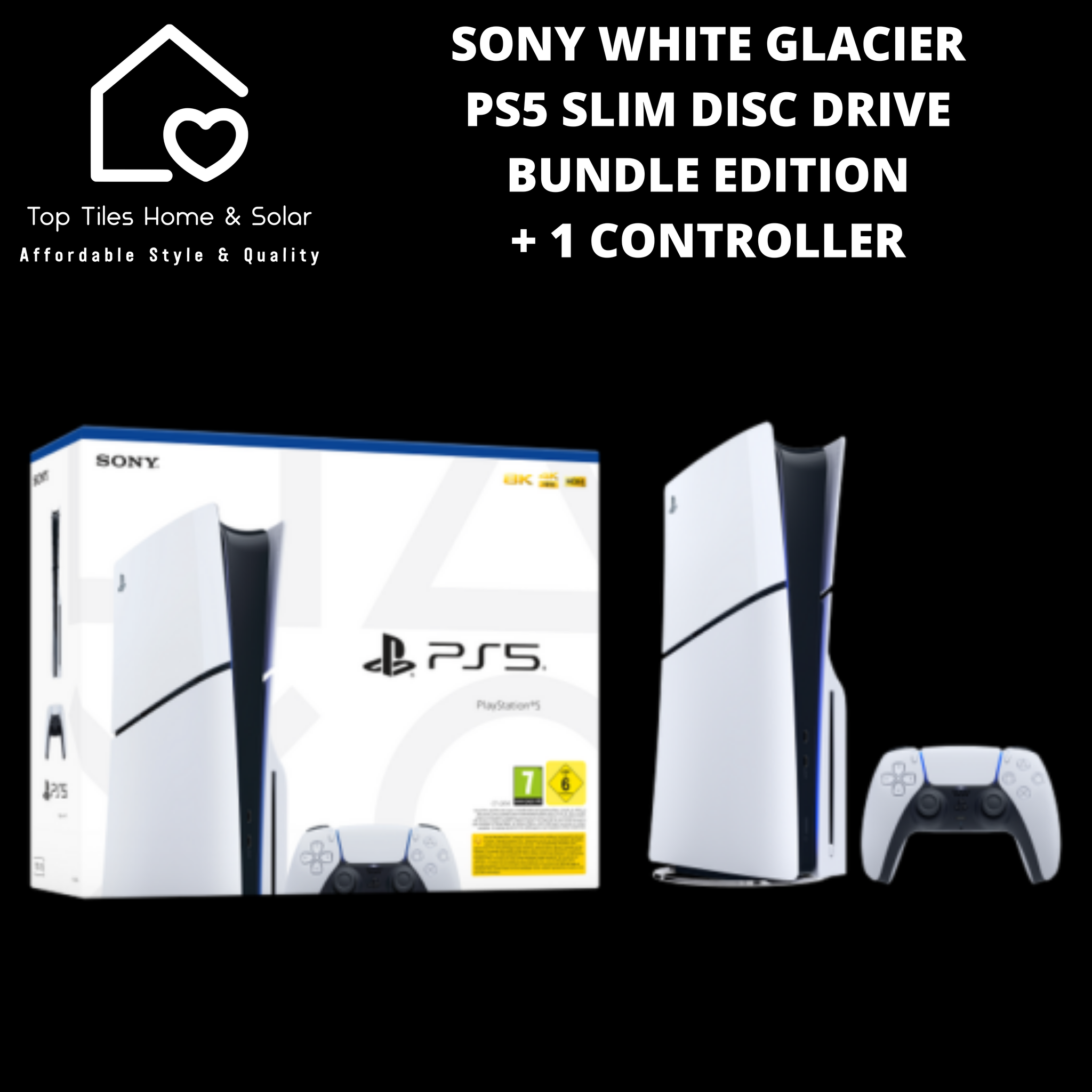 Sony White Glacier PS5 Slim Disc Drive Bundle Edition + 1 Controller