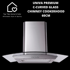 Univa Premium C-Curved Glass Chimney Cookerhood - 60cm