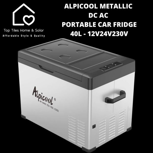 AlpiCool Metallic DC AC Portable Car Fridge - 40L - 12V/24V/230V