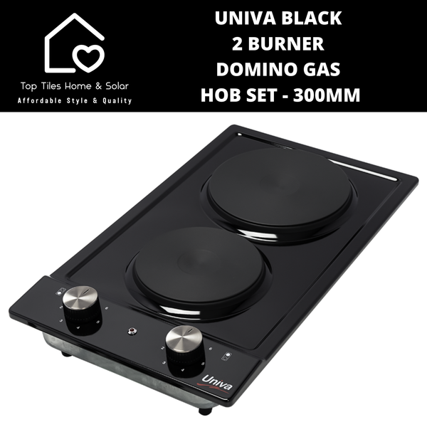 Univa Hob Set - Black Solid + Gas Domino Hob - 300mm