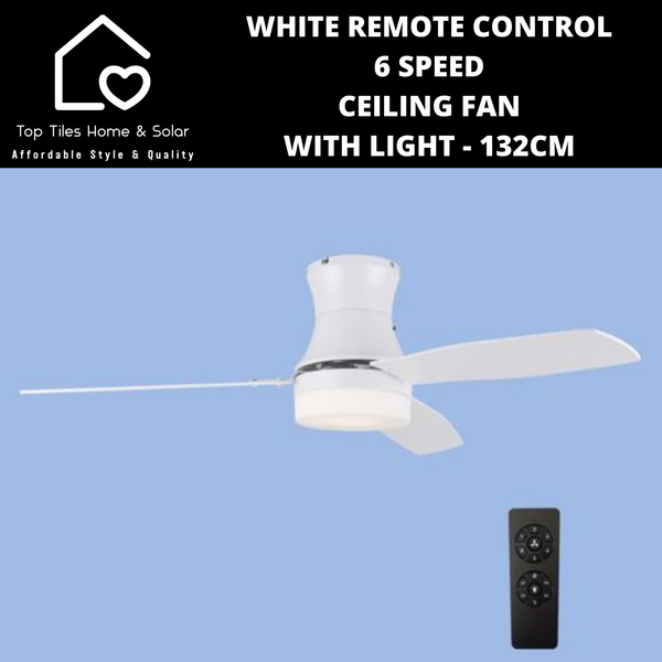 White Remote Control 6 Speed Ceiling Fan with Light - 132cm