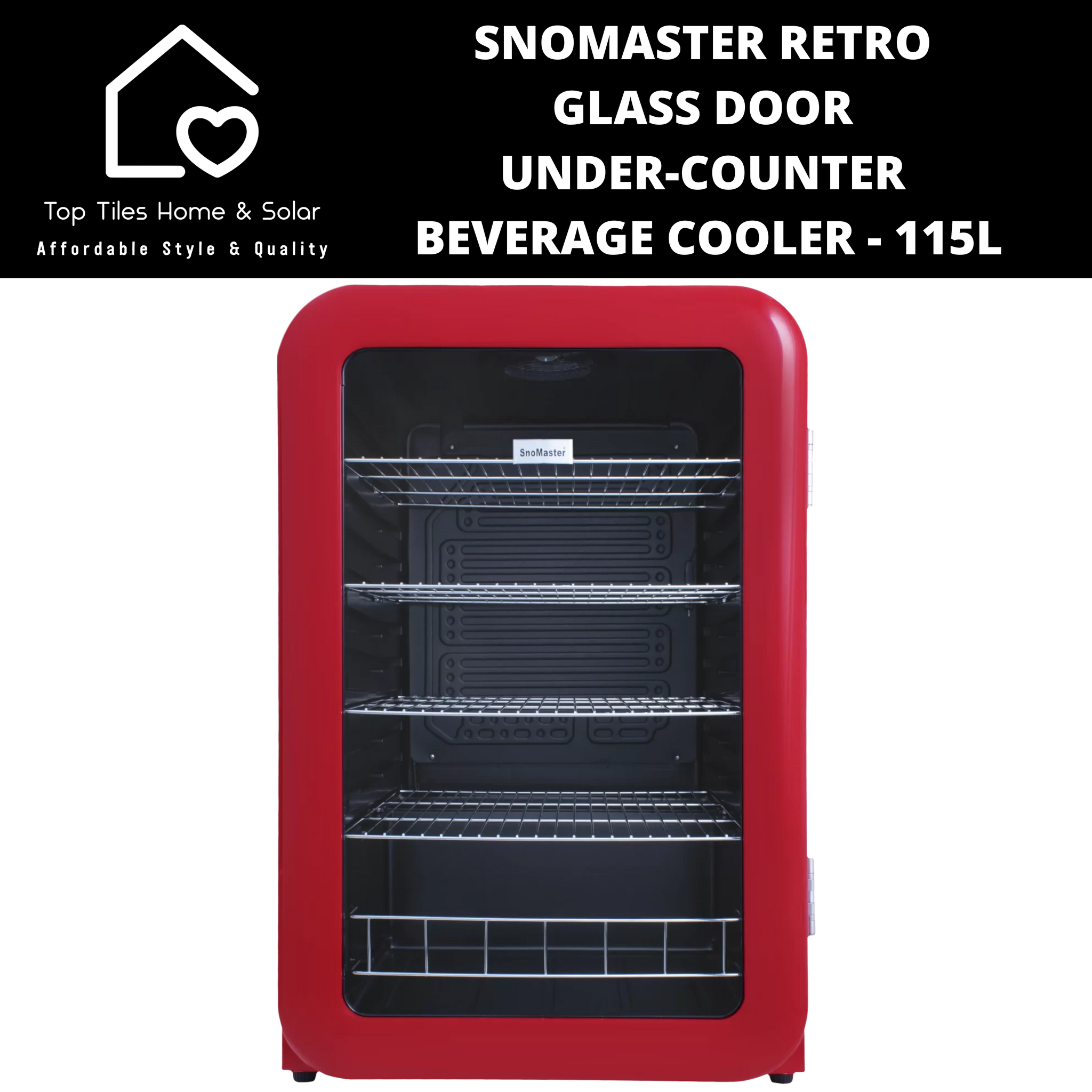 SnoMaster Retro Glass Door Under-Counter Beverage Cooler - 115L