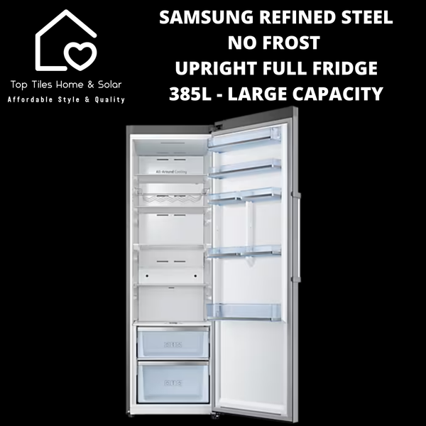 Samsung Refined Steel No Frost Upright Full Fridge - 385L Large Capacity