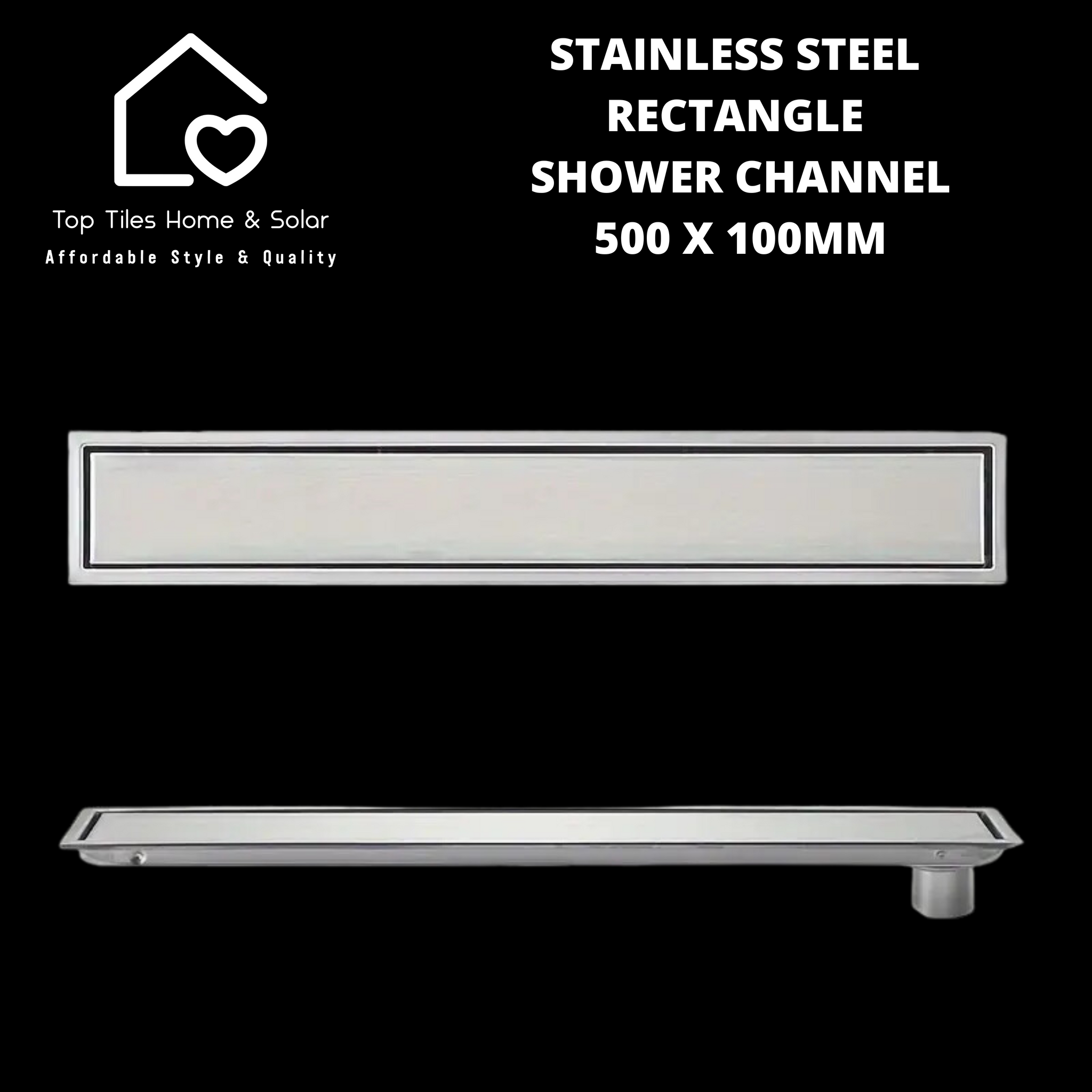 Stainless Steel Rectangle Shower Channel - 500 x 100mm