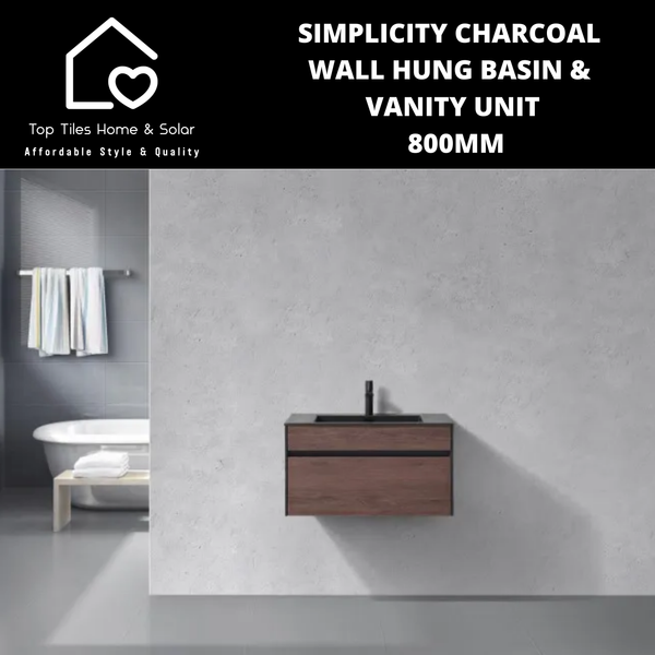 Simplicity Charcoal Wall Hung Basin & Vanity Unit - 800mm