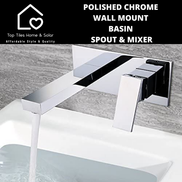 Polished Chrome Wall Mount Basin Spout & Mixer