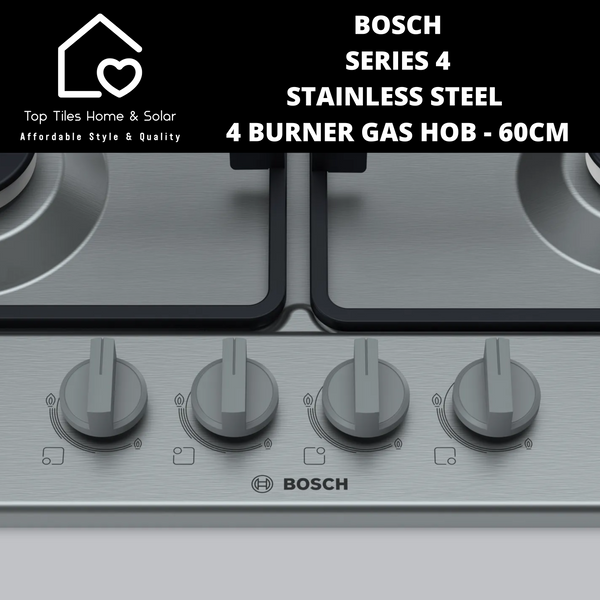 Bosch Series 4 Stainless Steel 4 Burner Gas Hob - 60cm