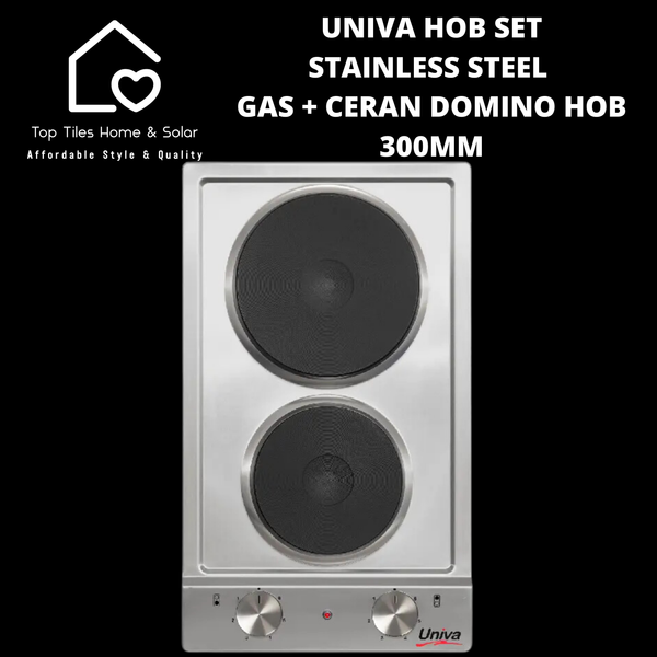 Univa Hob Set - Stainless Steel Gas + Ceran Domino Hob - 300mm