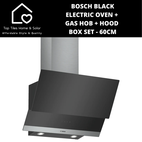 Bosch Black - Electric Oven + Gas Hob + Hood Box Set - 60cm