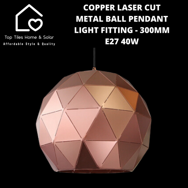 Copper Laser Cut Metal Ball Pendant Light Fitting - 300mm - E27 40W