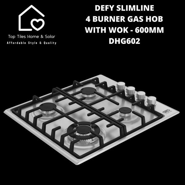 Defy Slimline 4 Burner Gas Hob With Wok - 600mm DHG602