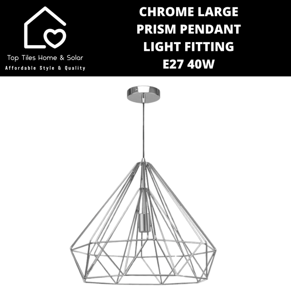 Chrome Large Prism Pendant Pendant Light Fitting - E27 40W