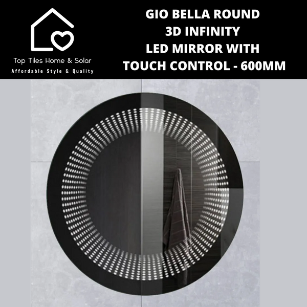 Gio Bella Round 3D Infinity LED Mirror with Touch Control - 600mm