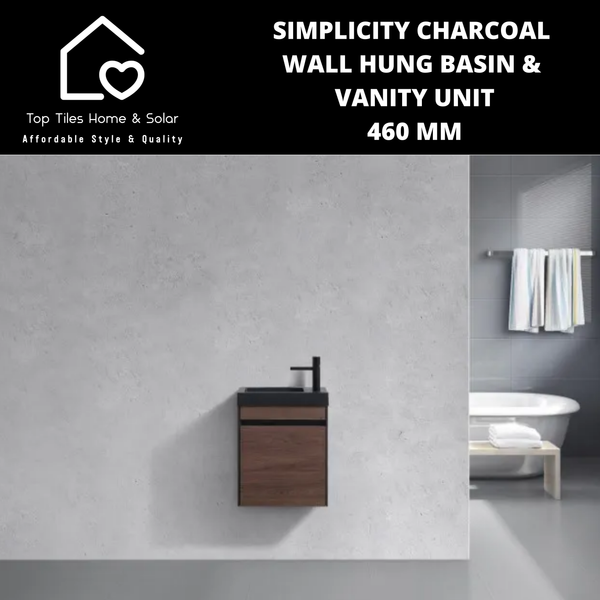 Simplicity Charcoal Wall Hung Basin & Vanity Unit - 460mm