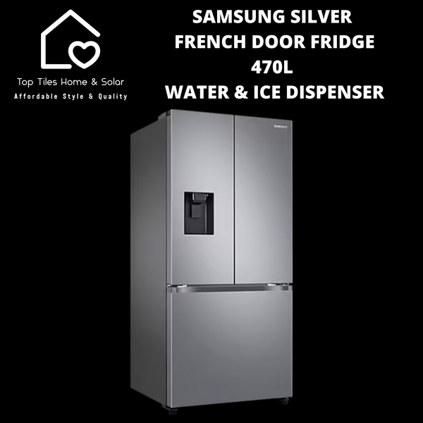 Samsung Silver French Door Fridge - 470L Water & Ice Dispenser