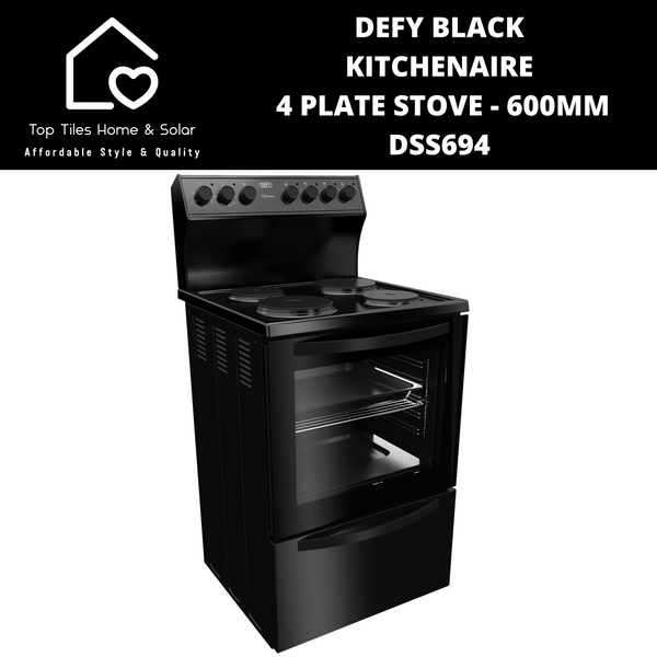 Defy Black Kitchenaire 4 Plate Stove - 600mm DSS694