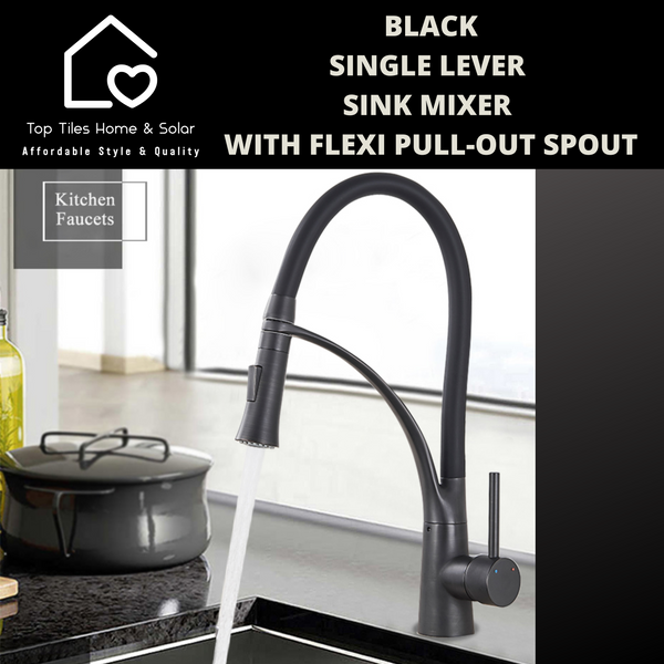 Black Single Lever Sink Mixer With Flexi Pull-Out Spout