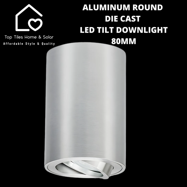 Aluminum Round Die Cast LED Tilt Downlight - 80mm