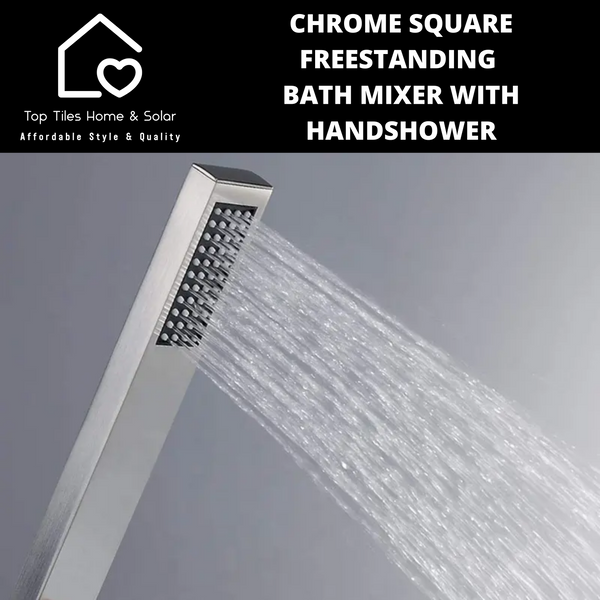 Chrome Square Freestanding Bath Mixer With Handshower