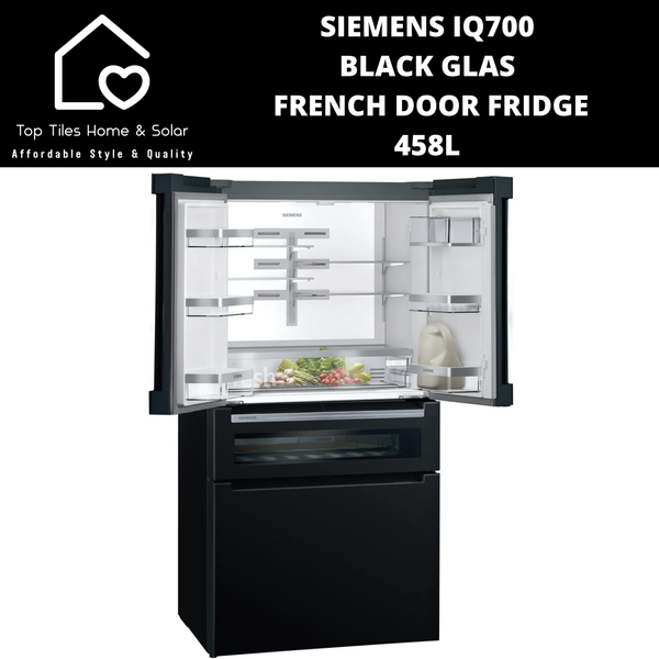 Siemens iQ700 Black Glass French Door Fridge - 458L