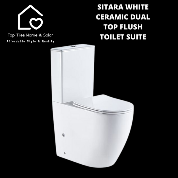 Sitara White Ceramic Dual Top Flush Rimless Toilet Suite