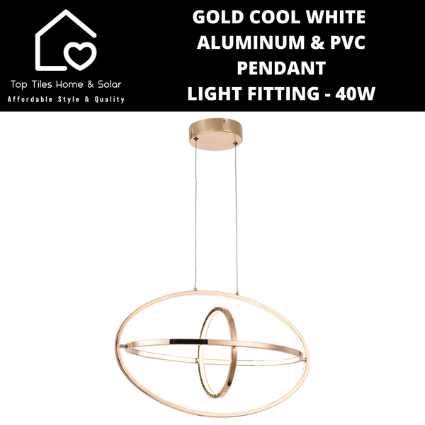 Gold Cool White Aluminum & PVC Pendant Light Fitting - 40W