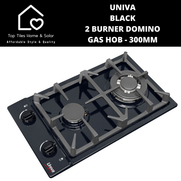 Univa Black 2 Burner Domino Gas Hob - 300mm