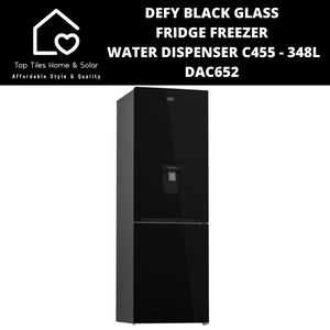 Defy Black Glass Combi Fridge Freezer Water Dispenser C455 - 348L DAC652