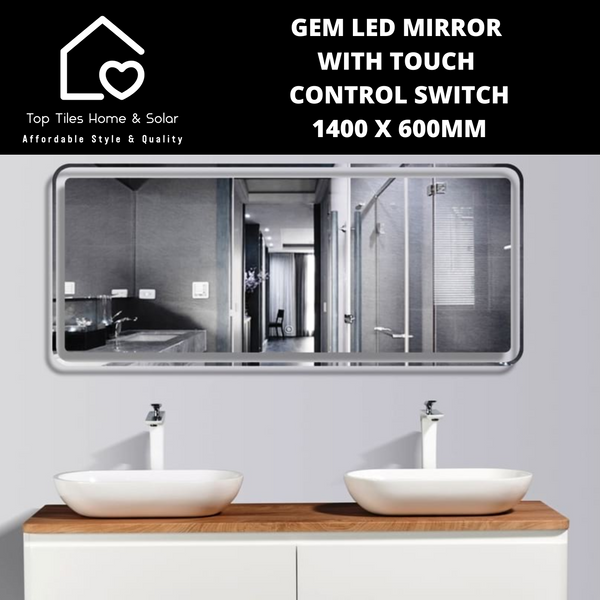 Gem LED Mirror With TouchControl Switch -  1400 x 600mm