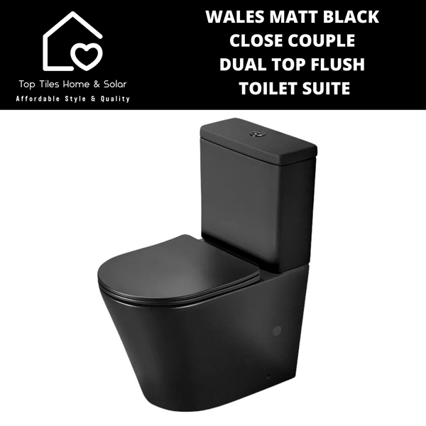 Wales Matt Black Close Couple Dual Top Flush Toilet Suite