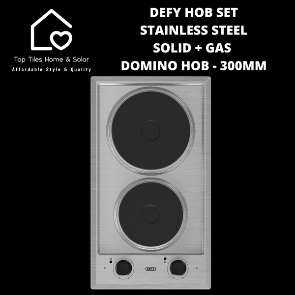 Defy Hob Set - Stainless Steel Solid + Gas Domino Hob - 300mm