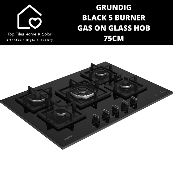 Grundig Black 5 Burner Gas on Glass Hob - 75cm