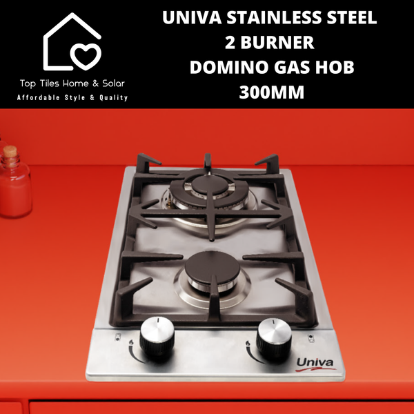 Univa Stainless Steel 2 Burner Domino Gas Hob - 300mm