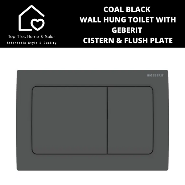 Coal Black Wall Hung Toilet with Geberit Cistern & Black Flush Plate