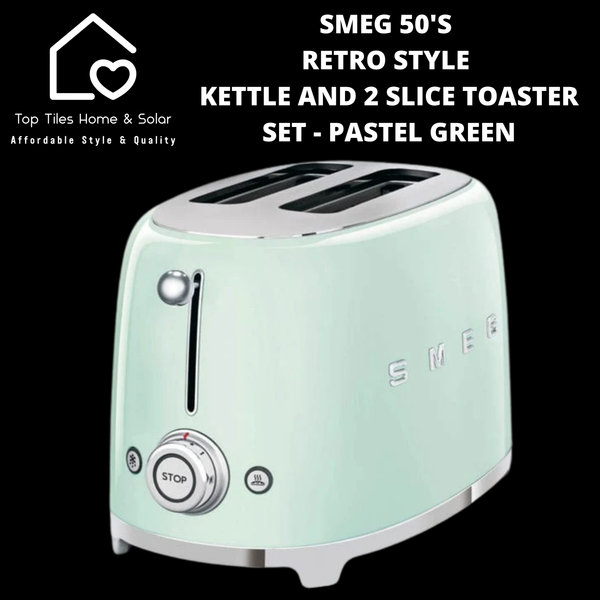 Smeg 50's Retro Style Kettle and 2 Slice Toaster Set - Pastel Green