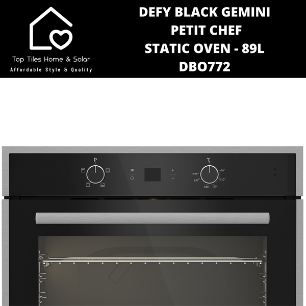 Defy Black Gemini Static Petit Chef Black Oven - 89L DBO772